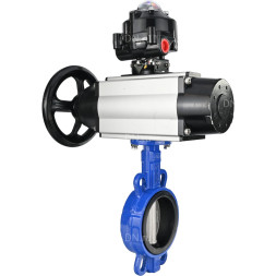 Затвор дисковый поворотный WBV1432N-2W-Fb-H Ду125 Ру16, корпус - чугун GGG50, диск - нержавеющая сталь 316L, уплотнение - NBR, с пневмоприводом PA-DA-105-1 двойного действия, пневмораспределителем 4M310-08 DC24V, БКВ APL-510N-EX