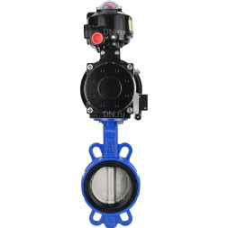 Затвор дисковый поворотный WBV1432N-2W-Fb-H Ду125 Ру16, корпус - чугун GGG50, диск - нержавеющая сталь 316L, уплотнение - NBR, с пневмоприводом PA-DA-105-1 двойного действия, пневмораспределителем 4M310-08 DC24V, БКВ APL-510N-EX