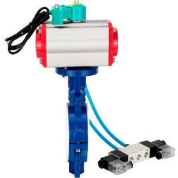 Затвор дисковый поворотный WBV3434Pf-2W-Fb-R Ду200 Ру16 корпус - углеродистая сталь WCB, диск - углеродистая сталь WCB, футерованный PTFE, уплотнение - PTFE, с PA-DA-105, 4V320-10 AC220V и ALS200D