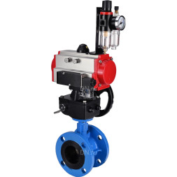 Затвор дисковый поворотный WBV1313E-2W-F-H Ду50 Ру16 фланцевый, корпус - чугун GGG40, диск - чугун GGG40, EPDM, с пневмоприводом PA-DA-105, пневмораспределителем 4M310-08 DC24V, ручным дублером MON1-250-T26-ISO и БПВ AFC2000