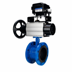 Затвор дисковый поворотный WBV1331E-2W-F-H Ду50 Ру16 фланцевый, корпус - чугун GGG40, диск - нержавеющая сталь 304, уплотнение - EPDM, с пневмоприводом PA-DA-105-1 и позиционером YT-1000RSN с обратной связью