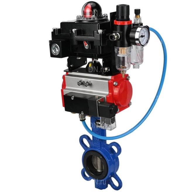 Затвор дисковый поворотный WBV1413E-2W-Fb-H Ду40 Ру16, корпус - чугун GGG50, диск - чугун GGG40, уплотнение - EPDM, с пневмоприводом PA-SA-083, пневмораспределителем 4M310-08 AC220V, БКВ APL-410N EX, БПВ AFC2000