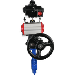 Затвор дисковый поворотный WBV1132N-2W-Fb-H Ду125 Ру16, корпус - чугун GG25, диск - нержавеющая сталь 316L, уплотнение - NBR, с пневмоприводом PA-DA-105, пневмораспределителем 4M310-08 AC220V, БКВ APL-410N EX, ручным дублером MON3-700-T38-ISO