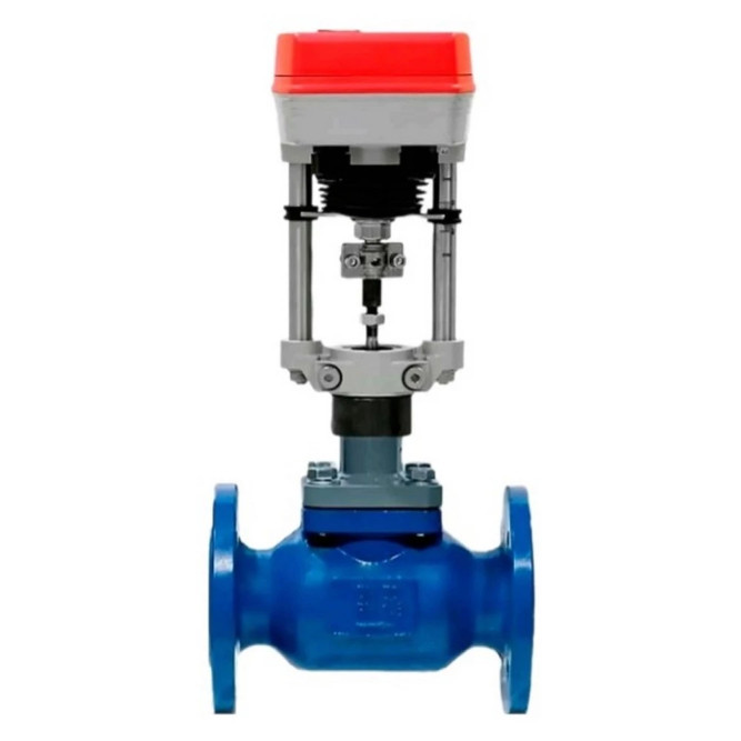 Клапан запорно-регулирующий двухходовой высокотемпературный 25с947п VSRH1-21MP-LED-F Ду25 Ру40 Kv4м3/ч, корпус - сталь 20Л/25Л, уплотнение - металл/PTFE, фланцевый, Tmax до 220°С, с электроприводом TW3000-XD220-S.12/S.14(3000N) 220В