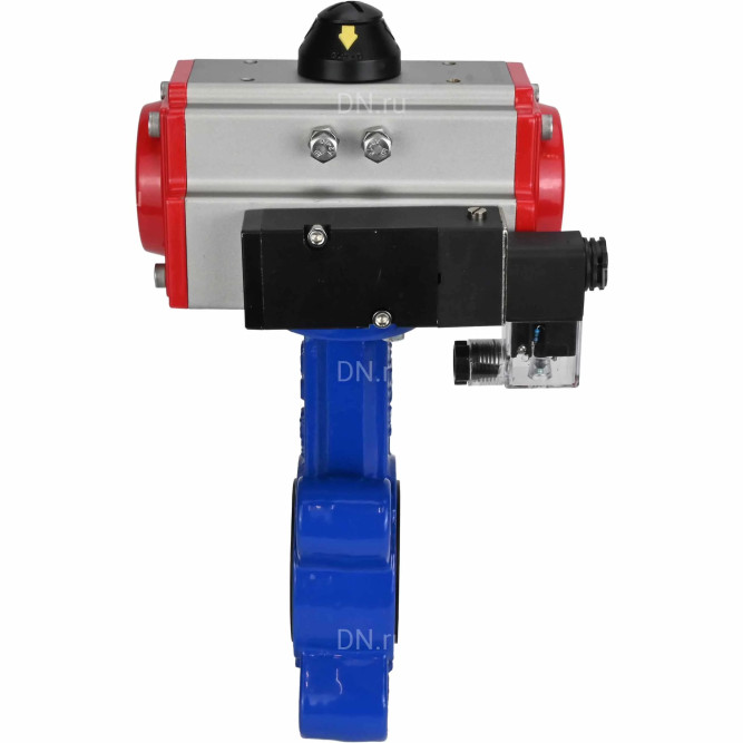 Затвор дисковый поворотный WBV1616N-2W-Fb-H Ду125 Ру16 LUG корпус - чугун QT450, диск - чугун QT450, уплотнение - NBR, с пневмоприводом PA-SA-140 и пневмораспределителем 4M310-08 DC24V