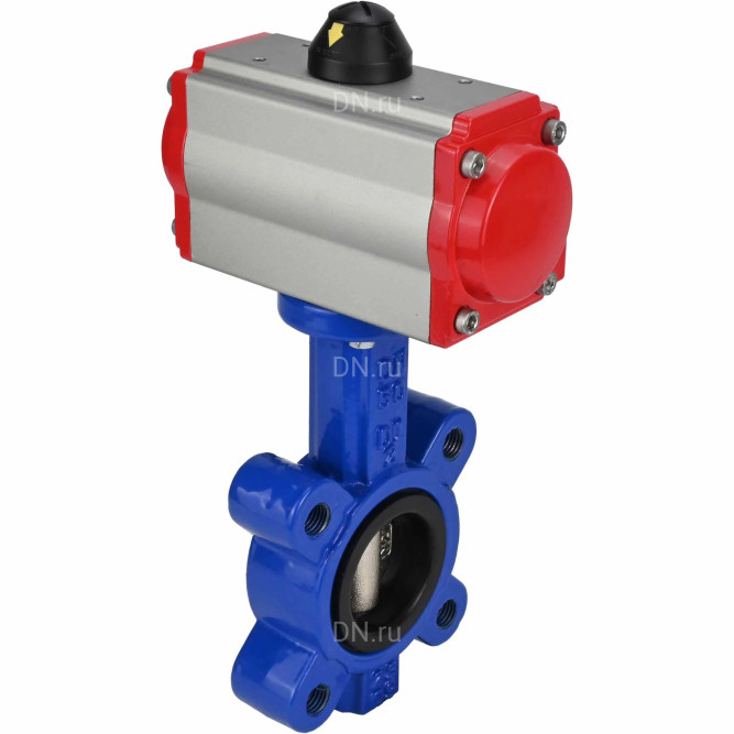 Затвор дисковый поворотный WBV1616N-2W-Fb-H Ду125 Ру16 LUG корпус - чугун QT450, диск - чугун QT450, уплотнение - NBR, с пневмоприводом PA-SA-140 и пневмораспределителем 4M310-08 DC24V