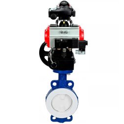 Затвор дисковый поворотный WBV3434Pf-2W-Fb-R Ду250 Ру16 корпус - углеродистая сталь WCB, диск - углеродистая сталь WCB, футерованный PTFE, уплотнение - PTFE, с PA-DA-130, пневмораспределителем 4M310-08 DC24V, БКВ APL-210N и MON3-700-T38-ISO