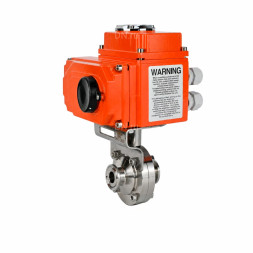 Затвор дисковый поворотный WBV3131S-2W-C-H Ду80 Ру10 кламповый, корпус - пищевая нержавеющая сталь 304, уплотнение - Silicon, с электроприводом QT-N-003EM-O1-24VDC-У1 HARK