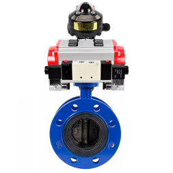 Затвор дисковый поворотный WBV1331E-2W-F-H Ду125 Ру16, корпус - чугун GGG40, диск - нержавеющая сталь 304, уплотнение - EPDM, с пневмоприводом PA-SA-160, пневмораспределителем 4M320-08 AC220V и БКВ APL-510N EX
