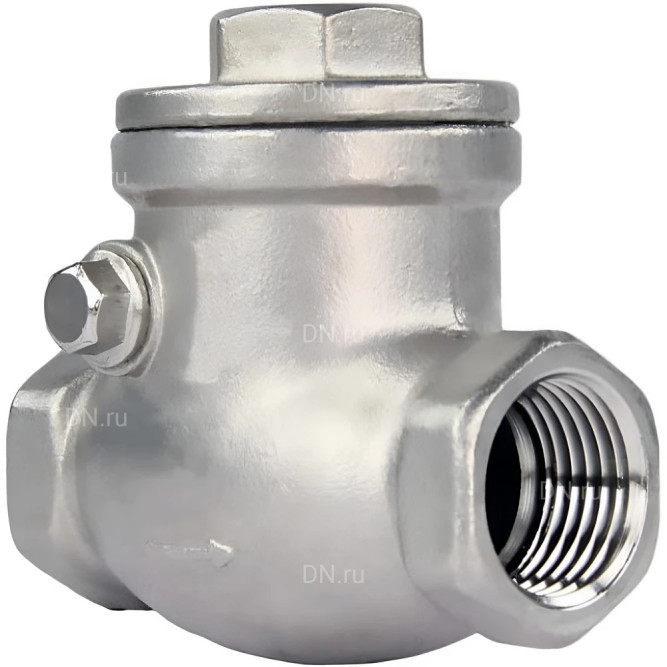 Клапан обратный поворотный VCT3232-T 1 1/2″ Ду40 Ру16 WDVF резьбовой, корпус - нержавеющая сталь AISI 316, диск - нержавеющая сталь AISI 316, уплотнение - PTFE
