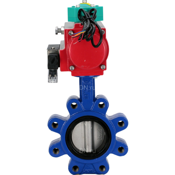 Затвор дисковый поворотный WBV1631E-2W-Fb-H Ду150 Ру16 LUG корпус - чугун QT450, диск - нержавеющая сталь 304, уплотнение - EPDM, с пневмоприводом PA-DA-105, пневмораспределителем 4M310-08 AC220V и магнитным переключателем ALS200D