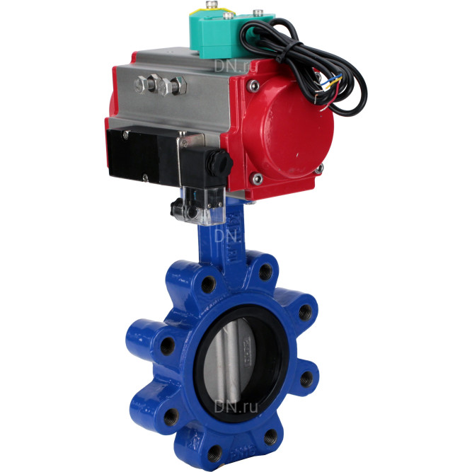 Затвор дисковый поворотный WBV1631E-2W-Fb-H Ду150 Ру16 LUG корпус - чугун QT450, диск - нержавеющая сталь 304, уплотнение - EPDM, с пневмоприводом PA-DA-105, пневмораспределителем 4M310-08 AC220V и магнитным переключателем ALS200D