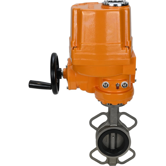 Затвор дисковый поворотный WBV3232V-2W-Fb-H Ду150 Ру16, корпус - нержавеющая сталь 316L, диск - нержавеющая сталь 316L, уплотнение - Viton, с электроприводом QT-EX-010EM-O2-220VAC-У1 220В