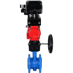 Затвор дисковый поворотный WBV1313E-2W-F-H Ду150 Ру16 фланцевый, корпус - чугун GGG40, диск - чугун GGG40, EPDM, с пневмоприводом PA-DA-130, позиционером YT-1000RSN без обратной связи и ручным дублером MON1-250-T26-ISO