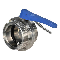Затвор дисковый поворотный WBV3131E-2W-T-H Ду80 Ру10 резьбовой, пищевая нержавеющая сталь 304, уплотнение – EPDM, с рукояткой