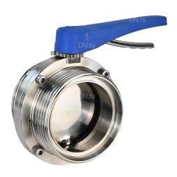 Затвор дисковый поворотный WBV3131E-2W-T-H Ду80 Ру10 резьбовой, пищевая нержавеющая сталь 304, уплотнение – EPDM, с рукояткой