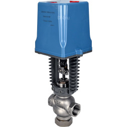 Клапан регулирующий VRg1-31M-PED-T 1/2″ Ду15 Ру25 двухходовой, односедельный, резьбовой, корпус - нержавеющая сталь AISI304, уплотнение - металл с электроприводом XCK220-1500 AC220V