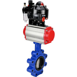 Затвор дисковый поворотный WBV1631E-2W-Fb-H Ду100 Ру16 LUG корпус - чугун QT450, диск - нержавеющая сталь 304, уплотнение - EPDM, с пневмоприводом PA-DA-083, пневмораспределителем 4M310-08 AC220V, БКВ APL-510N EX и БПВ AFC2000