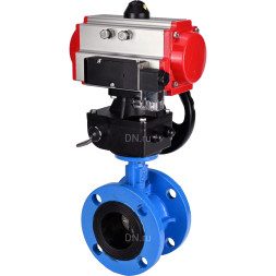 Затвор дисковый поворотный WBV1313E-2W-F-H Ду150 Ру16 фланцевый, корпус - чугун GGG40, диск - чугун GGG40, EPDM, с пневмоприводом PA-DA-130, пневмораспределителем 4M310-08 DC24V и ручным дублером MON1-250-T26-ISO