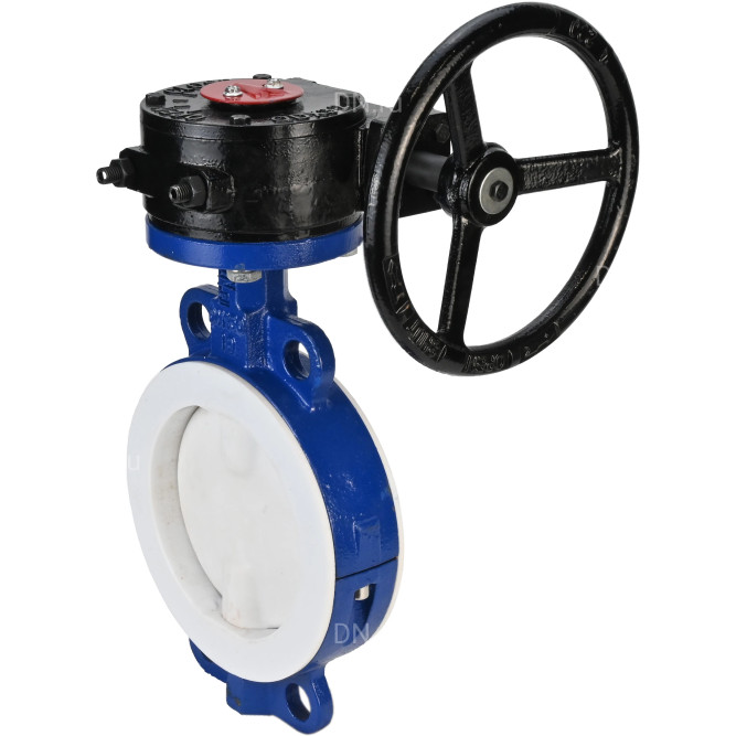 Затвор дисковый поворотный WBV3434Pf-2W-Fb-R Ду150 Ру16 корпус - углеродистая сталь WCB, диск - углеродистая сталь WCB, футерованный PTFE, уплотнение - PTFE, межфланцевый, с редуктором
