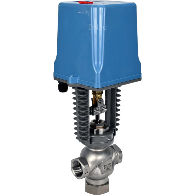 Клапан регулирующий VRg1-31M-PED-T 3/4″ Ду20 Ру25 двухходовой, односедельный, резьбовой, корпус - нержавеющая сталь AISI304, уплотнение - металл с электроприводом XCK220-1500 AC220V