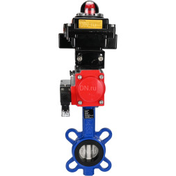 Затвор дисковый поворотный WBV1432N-2W-Fb-H Ду150 Ру16, корпус - чугун GGG50, диск - нержавеющая сталь 316L, уплотнение - NBR, с пневмоприводом PA-DA-105 двойного действия, пневмораспределителем 4M310-08 AC220V, БКВ APL-410N EX