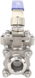 Кран шаровой BV3232P(3pc)-FP-W-ISO-H Ду65 Ру25 полнопроходной двухходовой, нержавеющая сталь SS316, под приварку, уплотнение - PTFE, с ISO фланцем и рукояткой