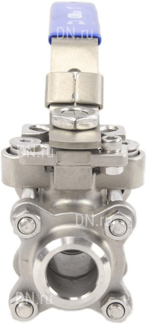 Кран шаровой BV3232P(3pc)-FP-W-ISO-H Ду65 Ру25 полнопроходной двухходовой, нержавеющая сталь SS316, под приварку, уплотнение - PTFE, с ISO фланцем и рукояткой