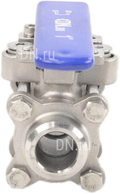 Кран шаровой BV3232P(3pc)-FP-W-ISO-H Ду65 Ру25 полнопроходной двухходовой, нержавеющая сталь SS316, под приварку, уплотнение - PTFE, с ISO фланцем и рукояткой