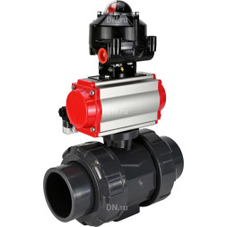 Кран шаровой BV4242E-FP-GRM-ISO Дн15 Ру10 полнопроходной, корпус - НПВХ, шар - НПВХ, уплотнение - EPDM, с пневмоприводом PA-SA-052, пневмораспределителем 4M310-08 DC24V и БКВ APL-510N EX
