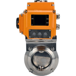 Затвор дисковый поворотный WBV3131S-2W-W-H Ду20 Ру10 под приварку, корпус - пищевая нержавеющая сталь 304, уплотнение - Silicon, с электроприводом QT-N-005EM-A1-220VAC-У1 c датчиком обратной связи и входным управляющим сигналом 4-20мА HARK