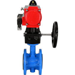 Затвор дисковый поворотный WBV1313E-2W-F-H Ду65 Ру16 фланцевый, корпус - чугун GGG40, диск - чугун GGG40, EPDM, с пневмоприводом PA-DA-105, пневмораспределителем 4M310-08 DC24V и ручным дублером MON1-250-T26-ISO