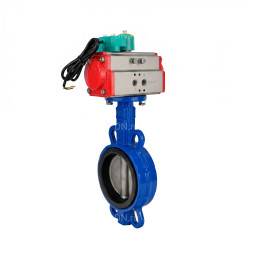 Затвор дисковый поворотный WBV1432N-2W-Fb-H Ду80 Ру16 корпус - чугун GGG50, диск - нержавеющая сталь 316L, уплотнение - NBR, с пневмоприводом PA-SA-105 и магнитным переключателем ALS200D