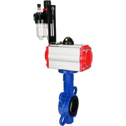 Затвор дисковый поворотный WBV1432N-2W-Fb-H Ду125 Ру16, корпус - чугун GGG50, диск - нержавеющая сталь 316L, уплотнение - NBR, с пневмоприводом PA-SA-140 с возвратными пружинами, пневмораспределителем 4M310-08 AC220V, БПВ AFC2000