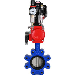 Затвор дисковый поворотный WBV1631N-2W-Fb-H Ду125 Ру16 LUG корпус - чугун QT450, диск - нержавеющая сталь 304, уплотнение - NBR, с пневмоприводом PA-DA-105, пневмораспределителем 4M310-08 AC220V, БКВ APL-510N EX и БПВ AFC2000