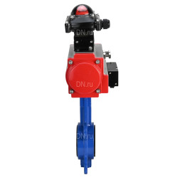 Затвор дисковый поворотный WBV1432N-2W-Fb-H Ду40 Ру16, корпус - чугун GGG50, диск - нержавеющая сталь 316L, уплотнение - NBR, с пневмоприводом PA-DA-052 двойного действия, пневмораспределителем 4M310-08 AC220V, БКВ APL-210N