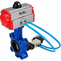 Затвор дисковый поворотный WBV1631E-2W-Fb-H Ду150 Ру16 LUG, корпус - чугун QT450, диск - нержавеющая сталь 304, уплотнение - EPDM, с пневмоприводом PA-SA-160 и пневмораспределителем 4M320-10 AC220V