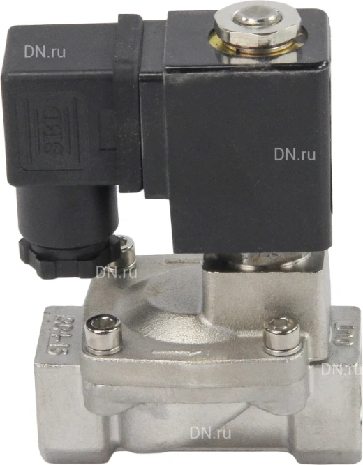 Клапан электромагнитный VS431-VT-NC-24VAC 1/2″ Ду15 Ру16 пилотного действия двухходовой, корпус - сталь нержавеющая 304, присоединение - внутренняя резьба, уплотнение - VITON, нормально-закрытый, катушка - 24В AC
