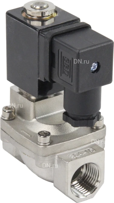 Клапан электромагнитный VS431-VT-NC-24VAC 1/2″ Ду15 Ру16 пилотного действия двухходовой, корпус - сталь нержавеющая 304, присоединение - внутренняя резьба, уплотнение - VITON, нормально-закрытый, катушка - 24В AC