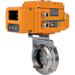 Затвор дисковый поворотный WBV3131S-2W-W-H Ду32 Ру10 под приварку, корпус - пищевая нержавеющая сталь 304, уплотнение - Silicon, с электроприводом QT-N-005EM-A1-220VAC-У1 c датчиком обратной связи и входным управляющим сигналом 4-20мА HARK