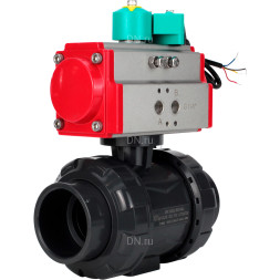 Кран шаровой BV4242E-FP-GRM-ISO Дн65 Ру10 полнопроходной, корпус - НПВХ, шар - НПВХ, уплотнение - EPDM, с пневмоприводом PA-DA-065 и магнитным переключателем ALS200D