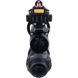 Кран шаровой BV4242E-FP-GRM-ISO Дн80 Ру10 полнопроходной, корпус - НПВХ, шар - НПВХ, уплотнение - EPDM, с пневмоприводом PA-DA-105-1 и БКВ APL-410N EX