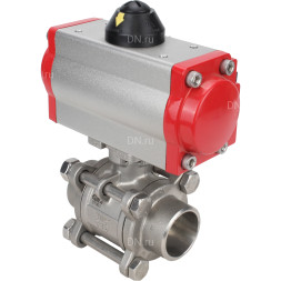 Кран шаровой BV3232P(3pc)-FP-W-ISO-H Ду50 Ру40 полнопроходной двухходовой, нержавеющая сталь SS316, под приварку, уплотнение - PTFE, с пневмоприводом PA-SA-105 с возвратными пружинами, с пневмораспределителем 4M310-08 AC220V