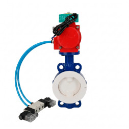 Затвор дисковый поворотный WBV3434Pf-2W-Fb-H Ду65 Ру16 корпус - углеродистая сталь WCB, диск - углеродистая сталь WCB, футерованный PTFE, уплотнение - PTFE, с пневмоприводом PA-SA-105, 4V320-08 AC220V и ALS200D