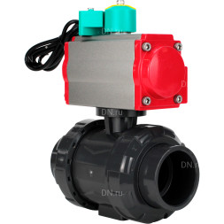 Кран шаровой BV4242E-FP-GRM-ISO Дн80 Ру10 полнопроходной, корпус - НПВХ, шар - НПВХ, уплотнение - EPDM, с пневмоприводом PA-DA-065 и магнитным переключателем ALS200D