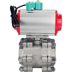 Кран шаровой BV3232P(3pc)-FP-SW-ISO-H Ду50 Ру63 полнопроходной, корпус - нержавеющая сталь SS316, под приварку, с пневмоприводом PA-SA-105, пневмораспределителем 4M310-08 AC220V, магнитным переключателем ALS200D