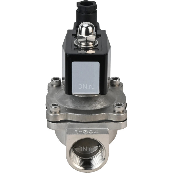 Клапан электромагнитный VS331-ET-NC-220VAC 3/8″ Ду10 Ру10, соленоидный двухходовой, корпус - нержавеющая сталь 304, уплотнение - EPDM, резьбовой, нормально-закрытый, прямого действия, катушка - 220В