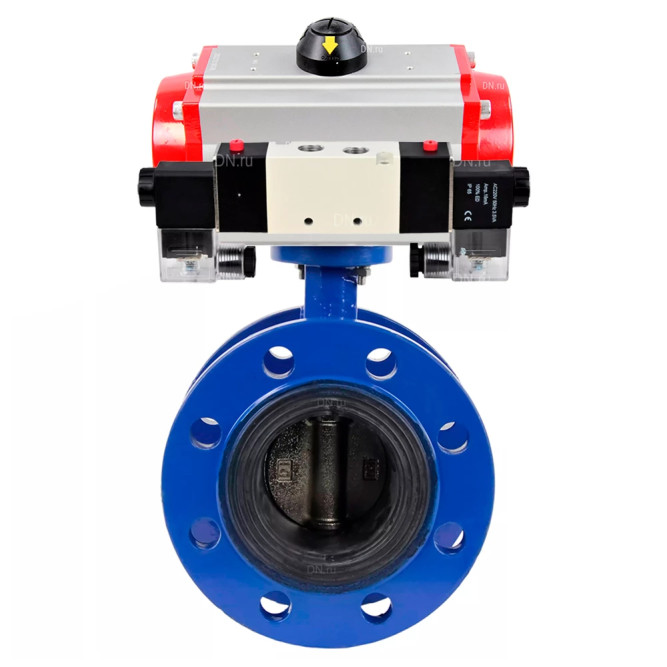 Затвор дисковый поворотный WBV1331E-2W-F-H Ду200 Ру16, корпус - чугун GGG40, диск - нержавеющая сталь 304, уплотнение - EPDM, с пневмоприводом PA-SA-210 и пневмораспределителем 4M320-10 AC220V