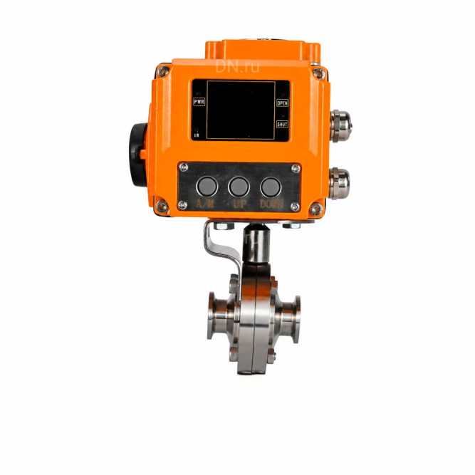 Затвор дисковый поворотный WBV3131S-2W-C-H Ду15 Ру10 кламповый, корпус - пищевая нержавеющая сталь 304, уплотнение - Silicon, с электроприводом QT-N-005EM-A1-220VAC-У1 c датчиком обратной связи и входным управляющим сигналом 4-20мА HARK