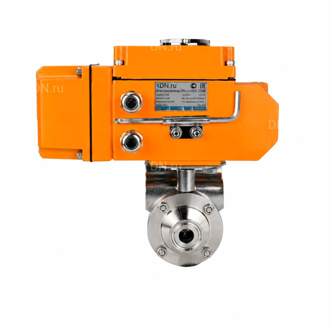 Затвор дисковый поворотный WBV3131S-2W-C-H Ду15 Ру10 кламповый, корпус - пищевая нержавеющая сталь 304, уплотнение - Silicon, с электроприводом QT-N-005EM-A1-220VAC-У1 c датчиком обратной связи и входным управляющим сигналом 4-20мА HARK